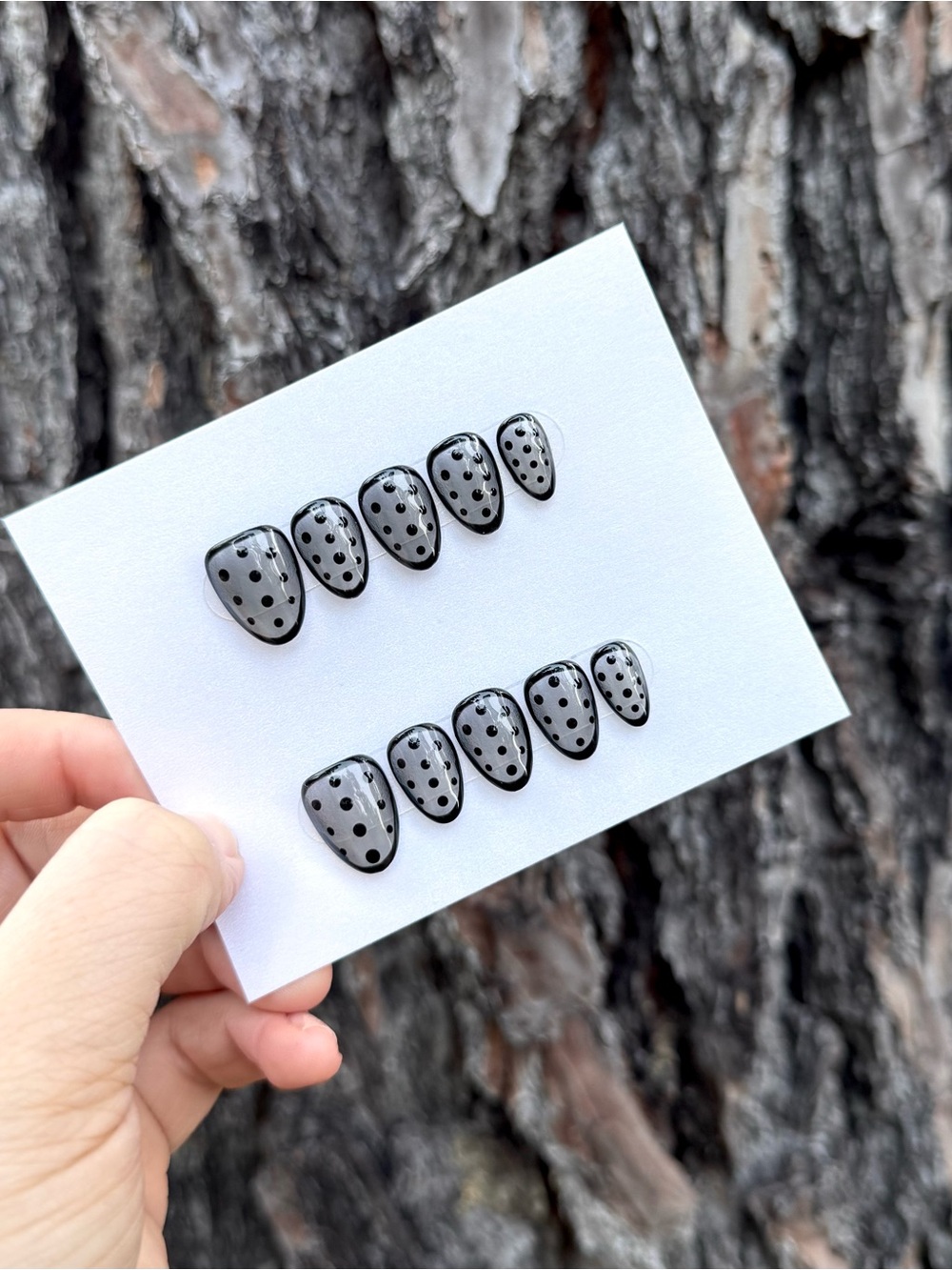 Black Polka Dot Press-On Nails for Men Accessories